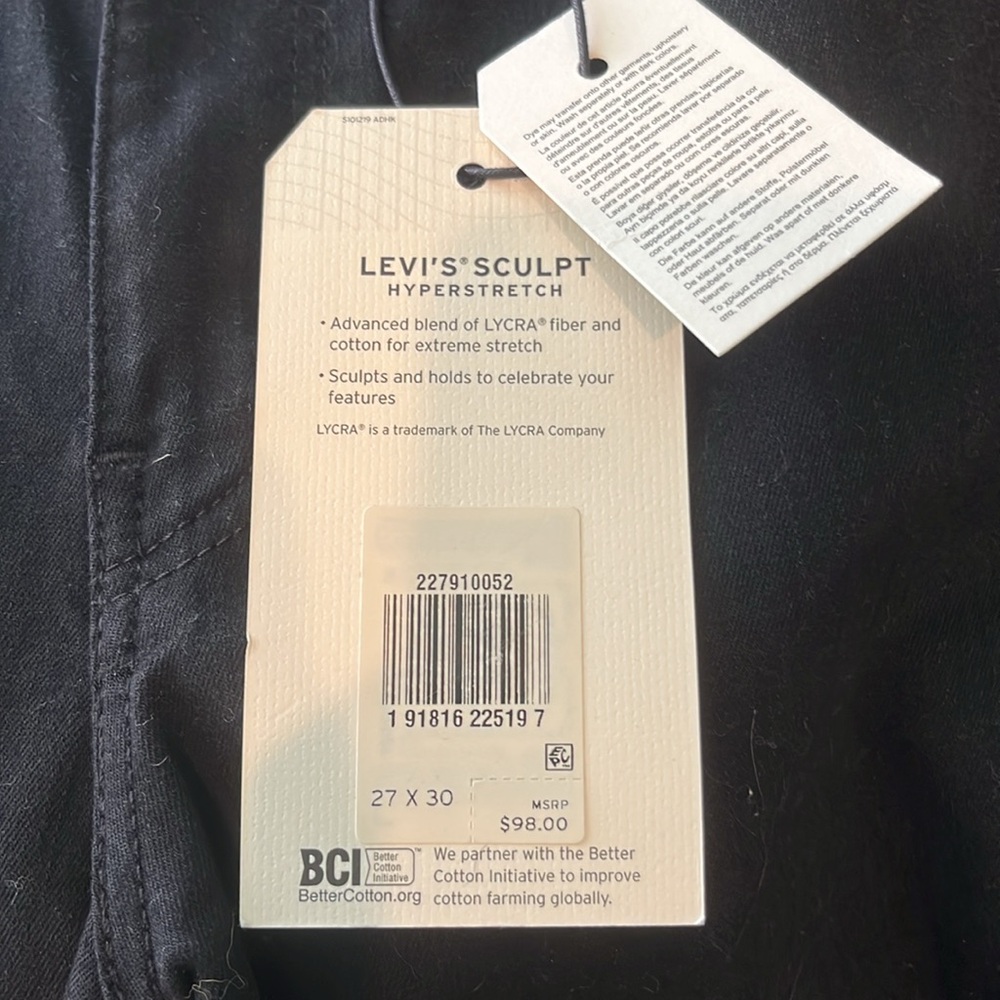Levis Sculpt 27x30 Mile High Super Skinny New with Tags Black Jeans - Picture 4 of 4